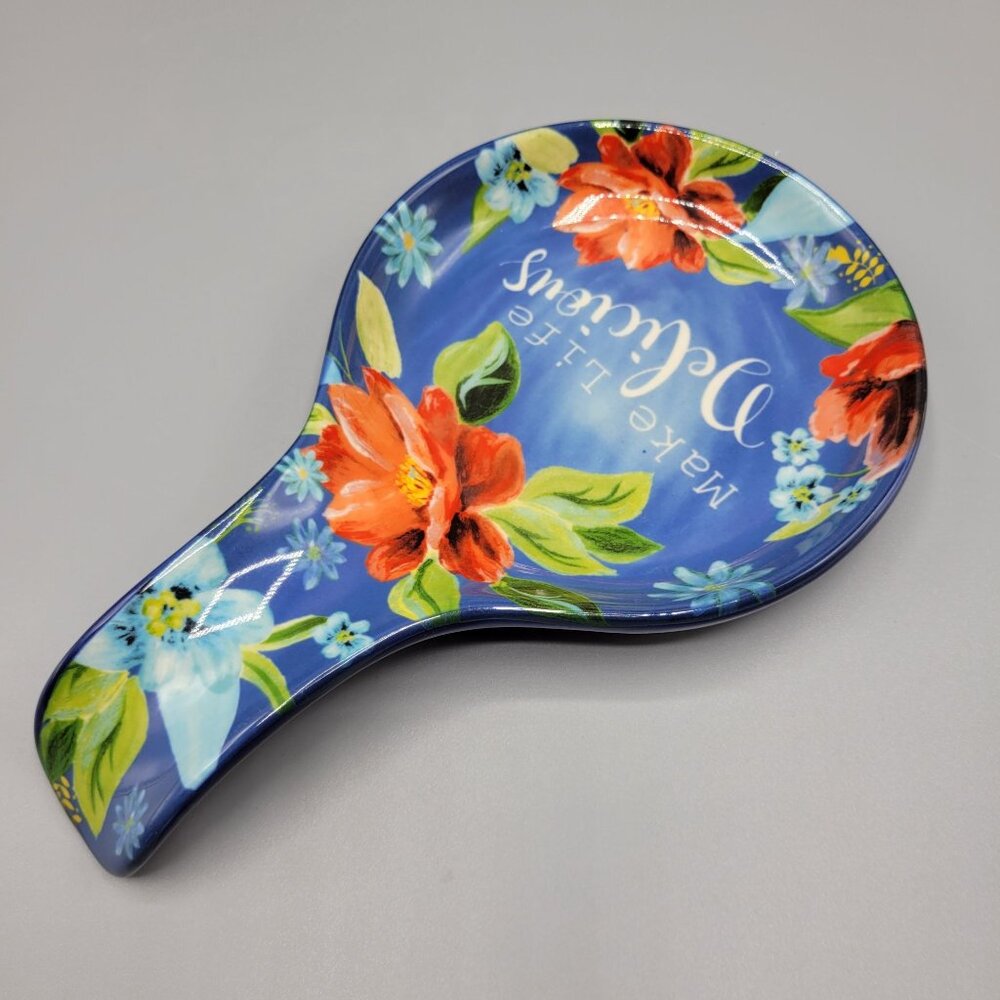 The Pioneer Woman Stoneware Spoon Rest Spring Bouquet Floral Design Blue Red